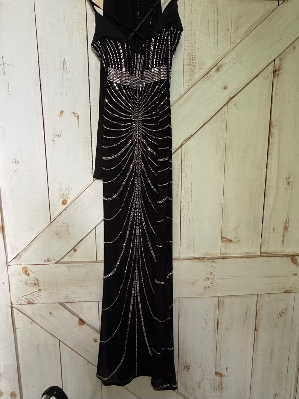 Windsor Black Maxi Gown with Silver Crystal Detailing - Picture 4 of 15